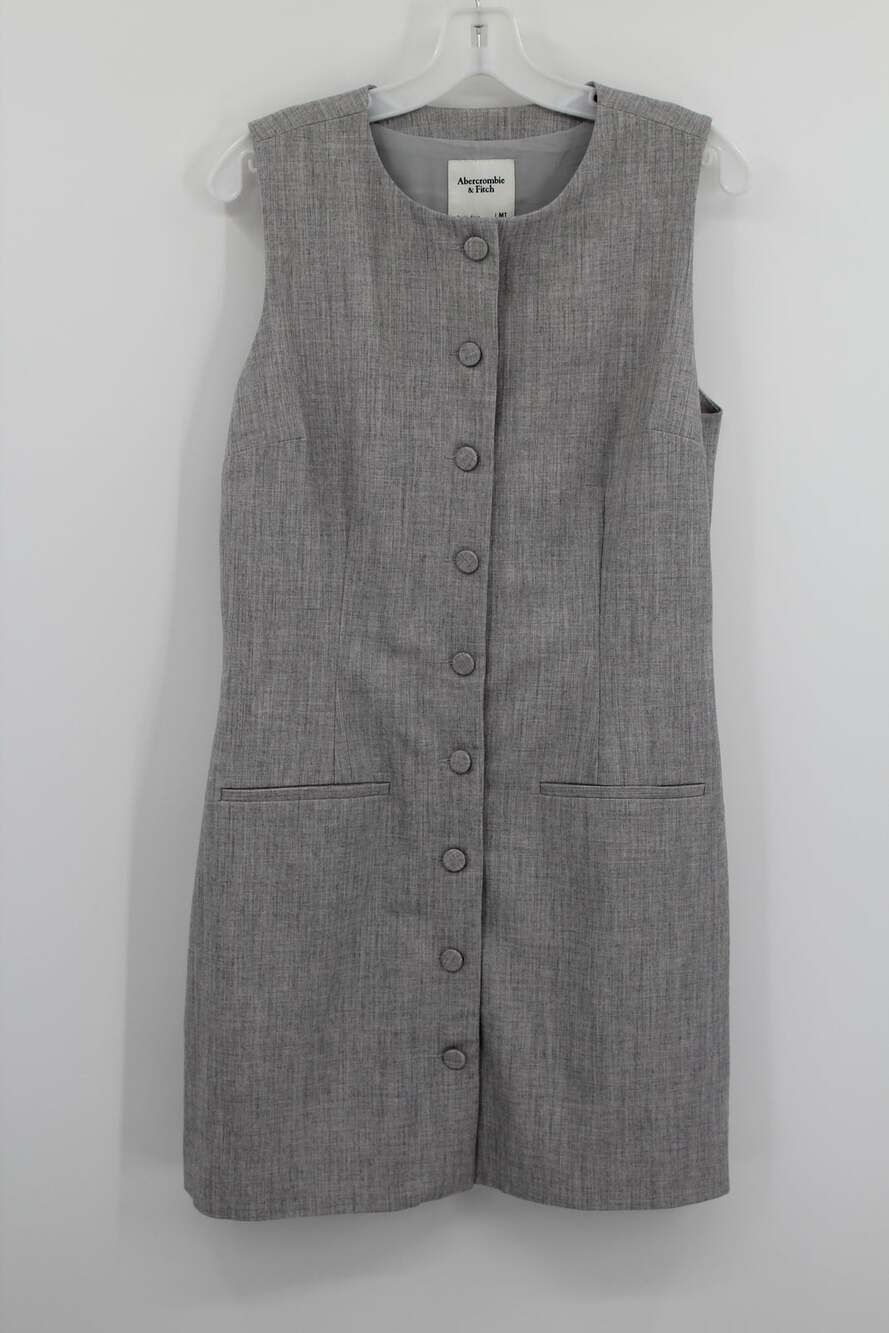 Abercrombie Fitch Mara High-Neck Vest Mini Dress Heather Grey Wmns Medium Tall